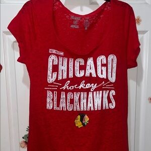CCM Red Chicago Blackhawks Graphic Scoop Neck Tee